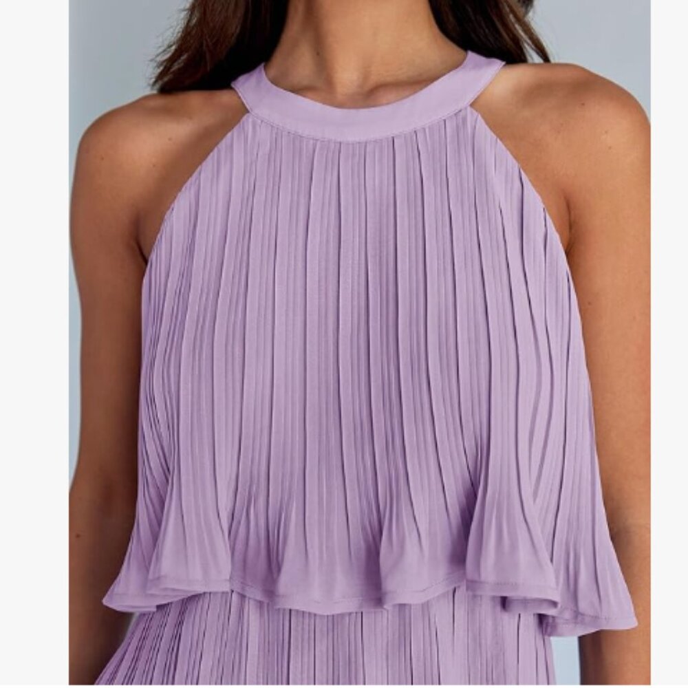 NWT Lilac Pleated Tiered Dress – Sleeveless Halter Neck - Picture 2 of 6